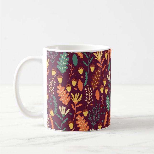 Autumn Red Orange Vintage Motif Kaffemugg (Vänster)