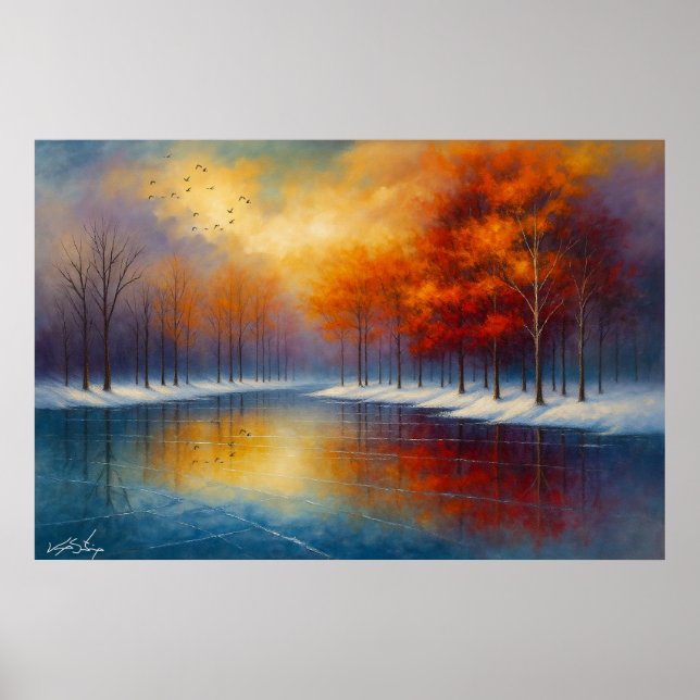 Autumn Reflection on a Tranquil Lake Poster (Framsidan)