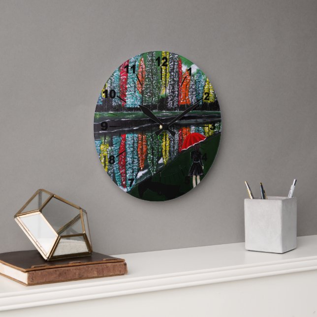 Autumn Reflection Painting by Alfred Fox Stor Klocka (Kontor)