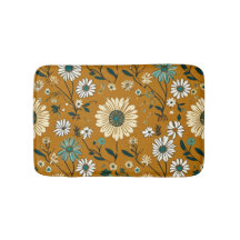 Autumn Retro Boho Mustard Flowers Mönster