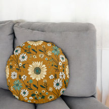 Autumn Retro Boho Mustard Flowers Mönster