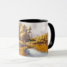 Autumn River Scenery Painting Gift Mugg
