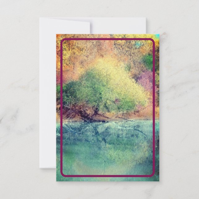 Autumn River with Maroon Border- Blank Card Tack Kort (Framsida)