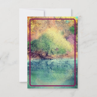 Autumn River with Maroon Border- Blank Card Tack Kort