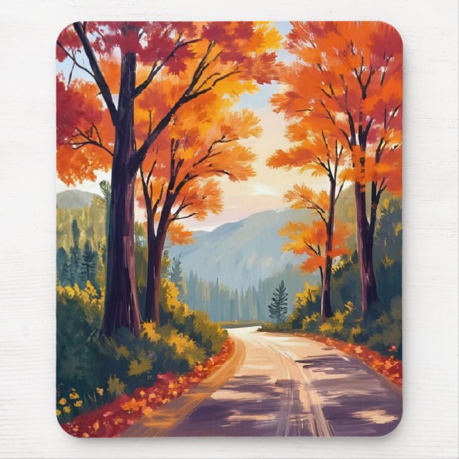 Autumn Road | Watercolor Fall Foliage Leaves Musmatta (Framsidan)
