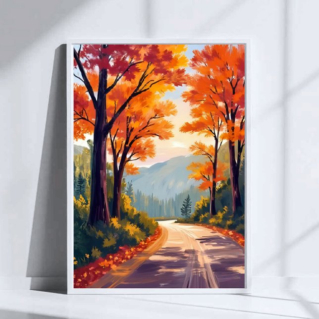 Autumn Road | Watercolor Fall Foliage Leaves Poster (Skapare uppladdad)