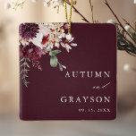 Autumn Romance Elegant Burgundy Wedding Photo      Julgransprydnad Keramik<br><div class="desc">This wedding ceramic ornament features a watercolor floral bouquet of dahlia,  garden rose,  and hydrangea in burgundy red,  maroon,  blush pink with a photo on the back. For more advanced customization of this design,  please click the BLUE DESIGN TOOL BUTTON. Matching items are also available.</div>