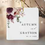 Autumn Romance Elegant Floral Wedding Photo Julgransprydnad Keramik<br><div class="desc">This wedding ceramic ornament features a watercolor floral bouquet of dahlia,  garden rose,  and hydrangea in burgundy red,  maroon,  blush pink with a photo on the back. For more advanced customization of this design,  please click the BLUE DESIGN TOOL BUTTON. Matching items are also available.</div>