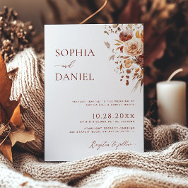 Autumn Romantik Blooms Bröllop Inbjudningar