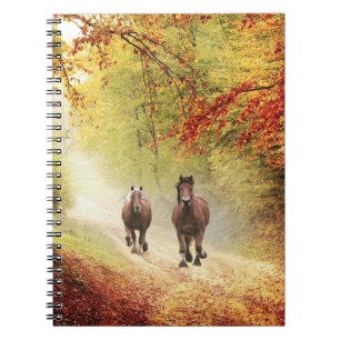 Autumn Rush Running Horses Anteckningsbok