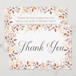 Autumn Rust & Brown Boho Modern Bröllop Tack Kort