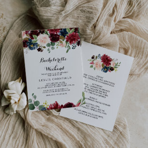 Autumn Rustic Burgundy Bachelorette Helg Inbjudningar
