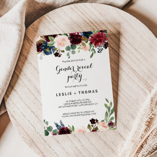 Autumn Rustic Burgundy Gender Reveal Party Inbjudningar