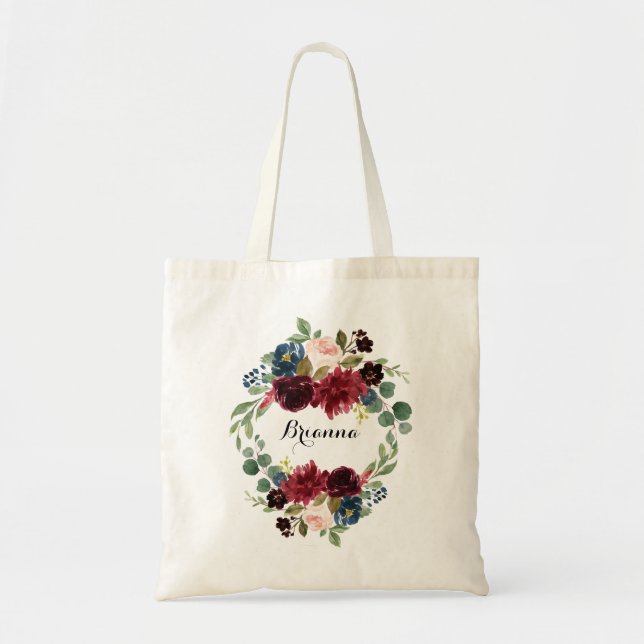 Autumn Rustic Burgundy Tote Bag Tygkasse (Framsidan)