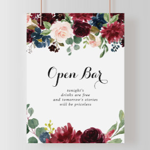 Autumn Rustic Calligraphy Bröllop Open Pub-tecken Poster