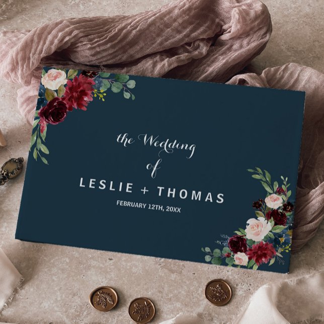 Autumn Rustic Dazzling Burgundy Bröllop Gästböcker (Skapare uppladdad)