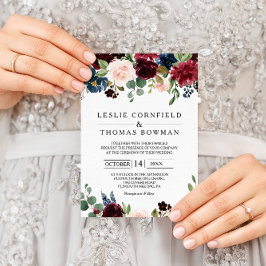 Autumn Rustic Dazzling Burgundy Bröllop Inbjudningar