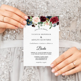 Autumn Rustic Dazzling Burgundy Bröllop Inbjudningar