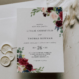 Autumn Rustic Dazzling Burgundy Bröllop Inbjudningar