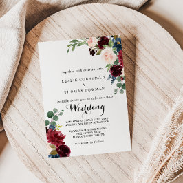 Autumn Rustic Dazzling Burgundy Bröllop Inbjudningar