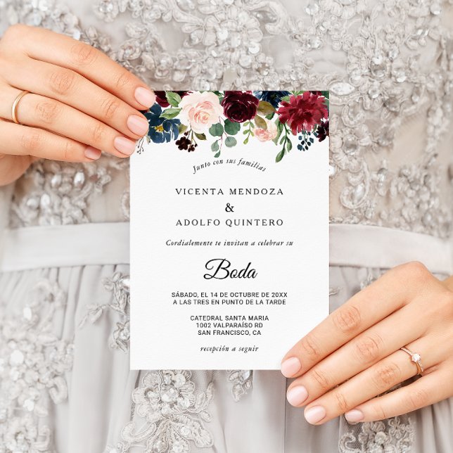 Autumn Rustic Dazzling Burgundy Bröllop Inbjudningar (Skapare uppladdad)