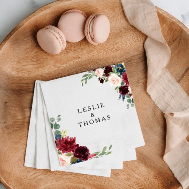 Autumn Rustic Dazzling Burgundy Bröllop Napkin Pappersservett (Skapare uppladdad)