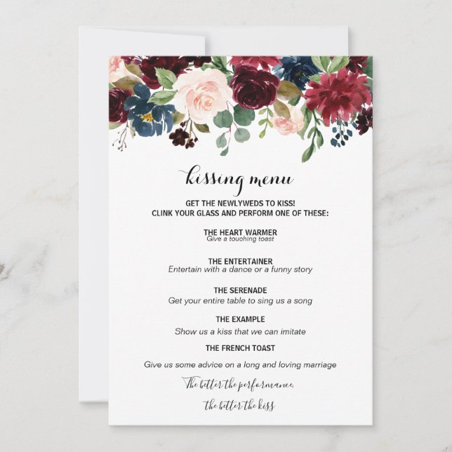 Autumn Rustic Dazzling Burgundy Kissing Menu (Framsida)
