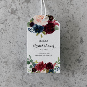 Autumn Rustic Dazzling Burgundy Möhippa Presentetikett