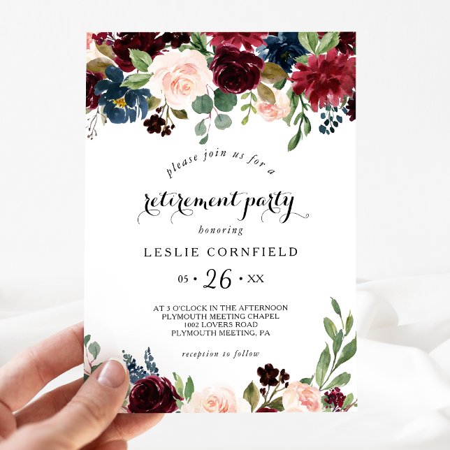 Autumn Rustic Dazzling Burgundy Pension Party Inbjudningar (Skapare uppladdad)