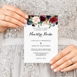 Autumn Rustic Dazzling Burgundy Spain Bröllop Inbjudningar