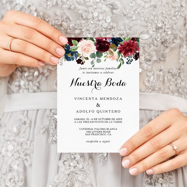 Autumn Rustic Dazzling Burgundy Spain Bröllop Inbjudningar (Skapare uppladdad)