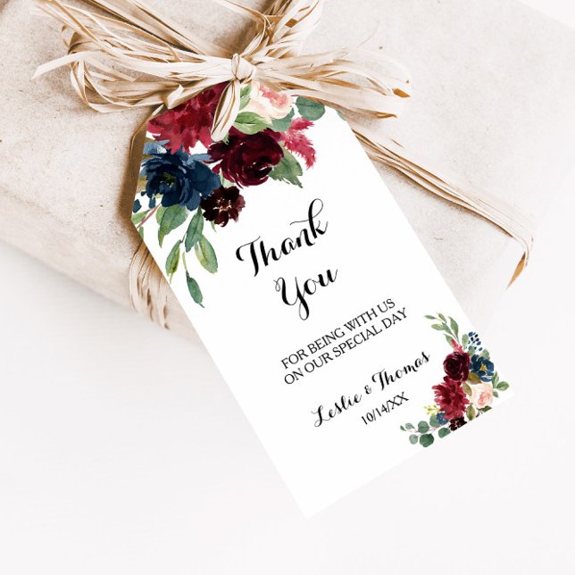 Autumn Rustic Dazzling Burgundy Tack Presentetikett (Skapare uppladdad)