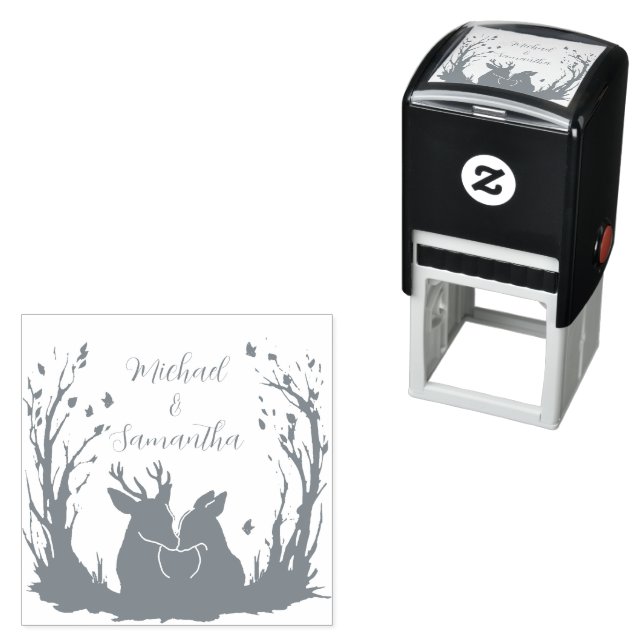 Autumn Rustic Hjort Bröllop Självfärgande Stämpel (In Situ)