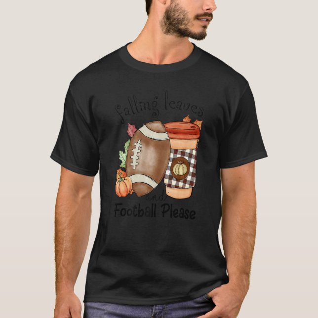 Autumn Saying Falling Leaves And Football Please F T Shirt (Framsida)