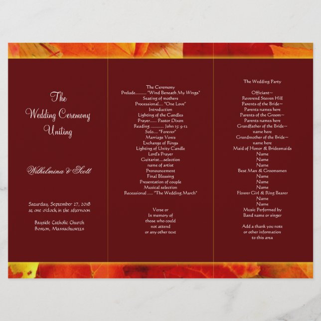 Autumn Scent Burgundy Tri-Fold-programmall (Framsida)