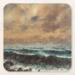 Autumn Sea - Gustave Courbet Underlägg Papper Kvadrat