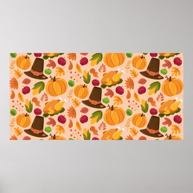 Autumn seamless pattern, cute fall cartoon texture poster (Framsidan)