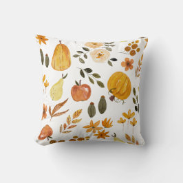 Autumn Seamless Pattern Pumpkin & Fall Leaves Kudde
