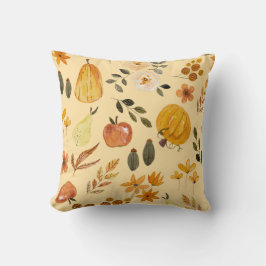Autumn Seamless Pattern Pumpkin & Fall Leaves Kudde