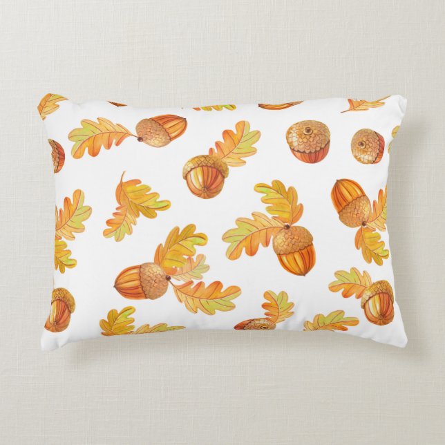 autumn seamless pattern with colorful oak leaves a prydnadskudde (Framsidan)