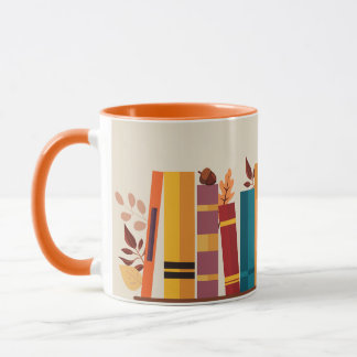 Autumn season cozy book stack  Taza Mugg