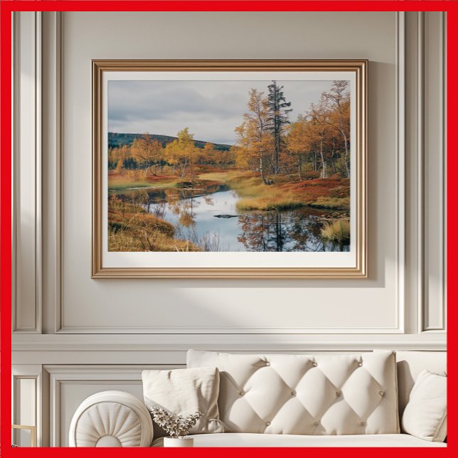 Autumn Sergranaten Finska Ruska Reflection Poster (Finnish ruska season, Nordic autumn in Finland)