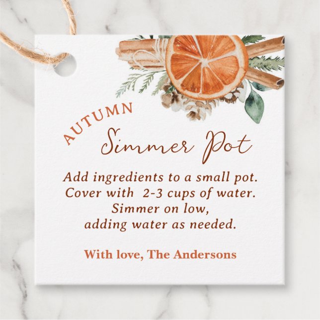 Autumn Simmer Pot Fall Stovetop Potpourri Gift Gåvor Etiketter (Framsida)