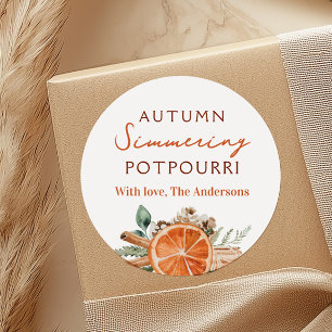 Autumn Simmering Potpourri Gift Runt Klistermärke