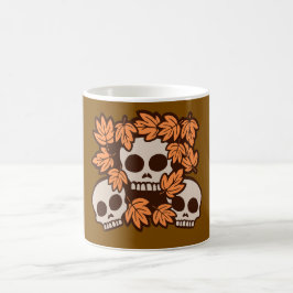 Autumn Skulls with Fall Leaves Wreath Seasonal Fun Kaffemugg