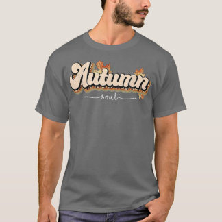 Autumn Soul Leopard Maple Löv Retro Groovy Fall T Shirt