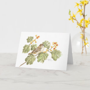 Autumn Sparrow Blank Note Card Greeting Card Kort