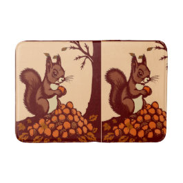 🐿️ Autumn Squirrel Bath Mat - Bathroom Floor Deco Badrumsmatta