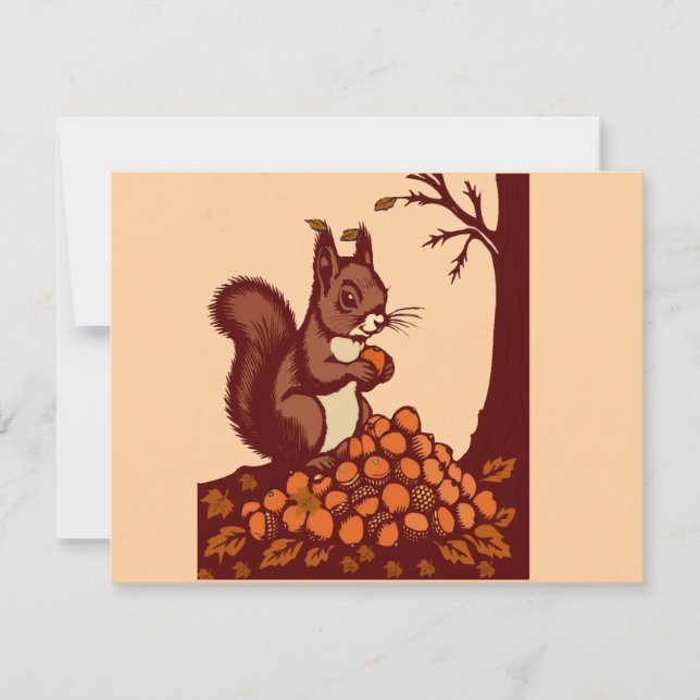 🐿️ Autumn Squirrel Invitation Card Inbjudningar (Framsida)