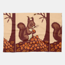 🐿️ Autumn Squirrel Kitchen Towel - Kökshandduk